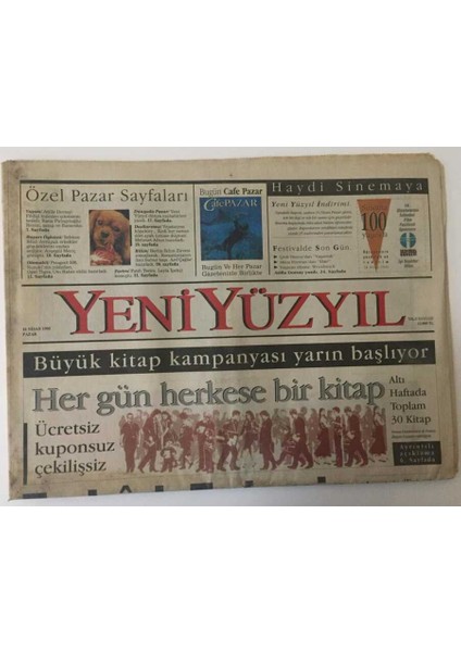 Yeniyüzyıl Gazetesi 16 Nisan 1995 - Fatih Terim Imparator Lakaplı Kaptan Şimdi Milli Baba Oldu GZ13506