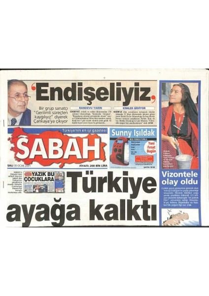 Sabah Gazetesi 30 Ocak 2001 - Trt Fena Çarpıldı - Nuhun Gemisi Dinarda Mı ? GZ128028
