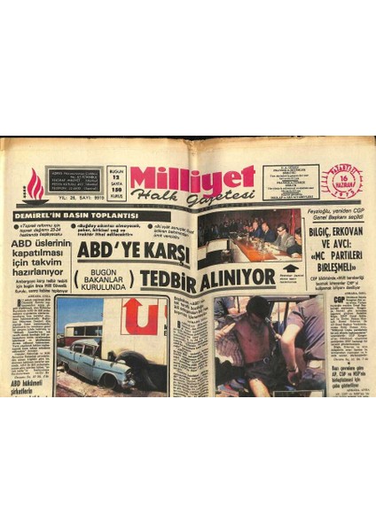 Milliyet Halk Gazetesi 16 Haziran 1975 - Abd Üslerinin Kapatılması Için Takvim Hazırlanıyor - Genel Grev Izmirde Bu Sabah Başlıyor GZ118624