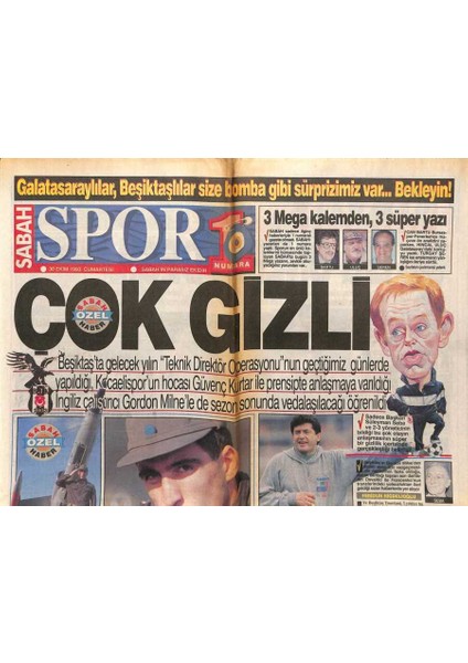 Sabah Gazetesi Spor Eki 30 Ekim 1993 - Bursaspor Fenerbahçe Maçının Ön Analizi Yapıldı Panzerlerin Savaşı, Gusiev ve Yuri Trabzonspora Rest Çekti GZ95074