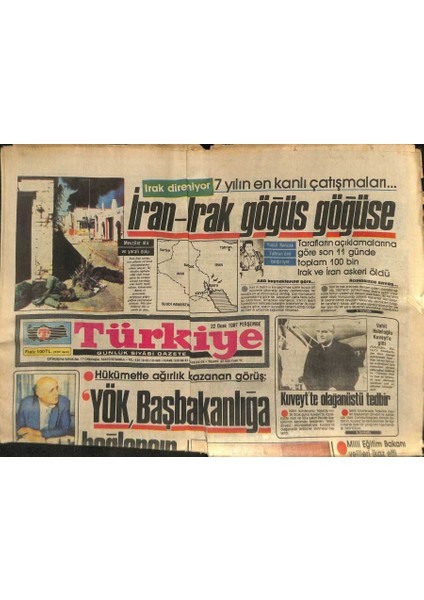 Türkiye Gazetesi 22 Ocak 1987 - Iran-Irak Göğüs Göğüse - Kuveytte Olağanüstü Tedbir GZ118608