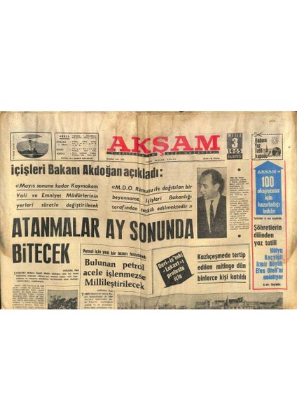 Akşam Gazetesi 3 Mayıs 1965 - Hülya Koçyiğit Büyük Efes Oteli Adeta Modern Şehirdiyor GZ102731