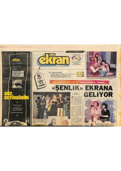 Tercüman Gazetesi Inci Eki 3 Aralık 1977 - Filiz Akın , Seyyal Taner , Işıl Yücesoy ve Asu Maralmanın Sunuculuk Görevlerine Son Verildi ! GZ114882