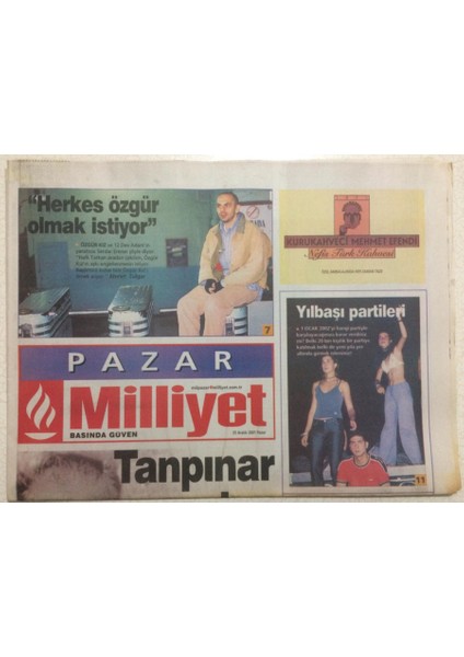 Milliyet Gazetesi Pazar Eki 23 Aralık 2001 - Sonunda Tom Cruisede Soyundu GZ24918