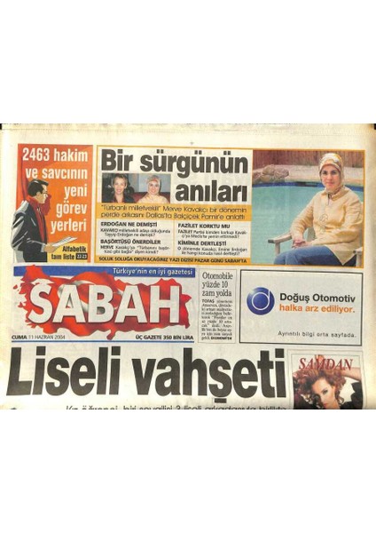 Sabah Gazetesi 11 Haziran 2004 - Alex Bereketi Fenerbahçeye Para Yağıyor GZ97242