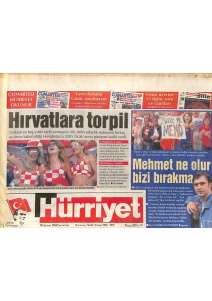 Hürriyet Gazetesi 19 Haziran 2004 - Islam Alemine Sandık Getirdik, Hırvatlara Torpil GZ97325