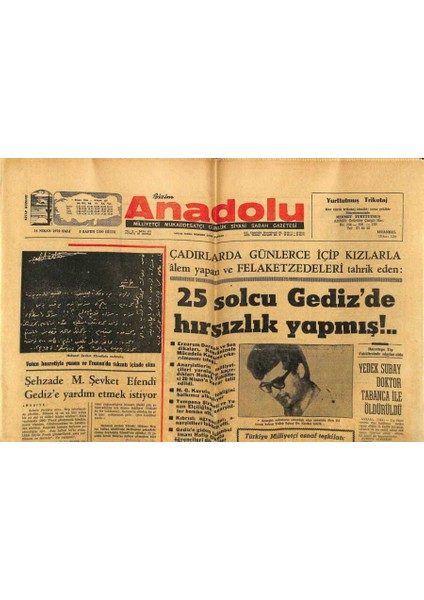 Bizim Anadolu Gazetesi 14 Nisan 1970 - Insan Tohumu Bankası Telin Edildi GZ97860