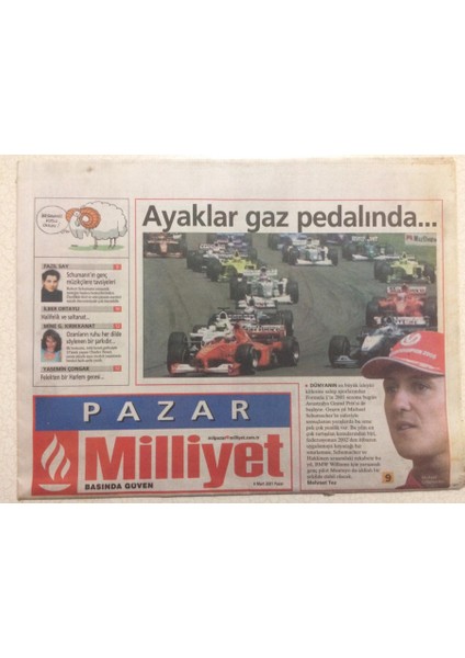 Milliyet Gazetesi Pazar Eki 4 Mart 2001 - Şöhretler Apartmanı, Saçına Göre Sevgili GZ24910