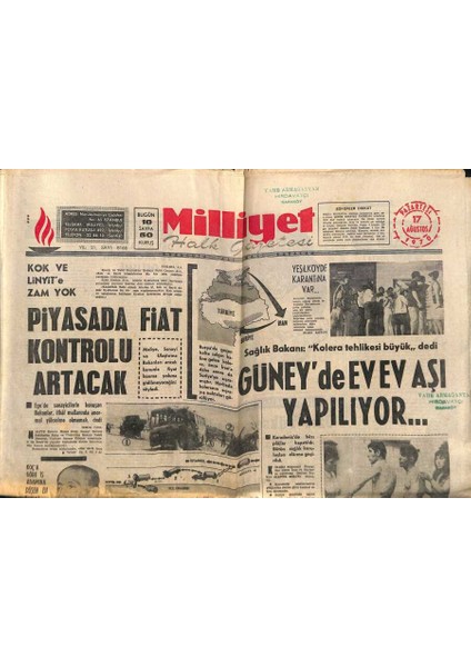 Milliyet Halk Gazetesi 17 Ağustos 1970 - Halim Alyot Vefat Etti - Berlin Polisi 4 Türkü Dövdü GZ117970