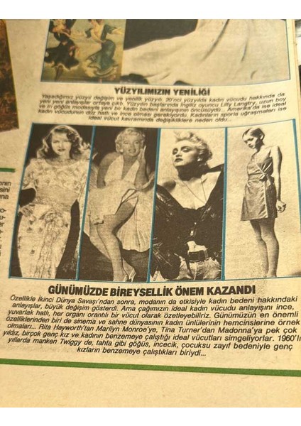 Hürriyet Gazetesi Pazar Ekspres Eki 29 Temmuz 1990 - Günümüzde Bireysellik Önem Kazandı - Marilyn Monroe-Tina Turner-Madonna GZ126837