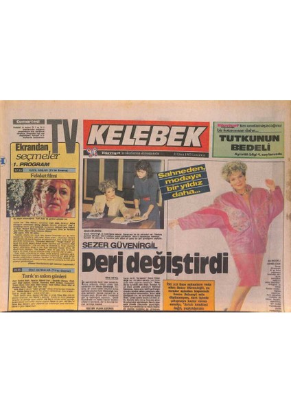 Hürriyet Gazetesi Kelebek Eki 31 Ekim 1987 - Sezer Güvenirgil Deri Değiştirdi - Jane Fonda Bisikletten Düştü , Omuzu Çıktı GZ126858