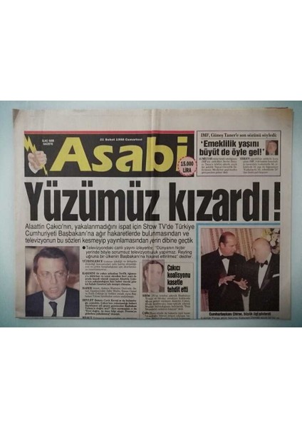 Gözcü Gazetesi Asabi Eki 21 Şubat 1998 Sezen Aksudan Özel Itiraflar -GZ14940