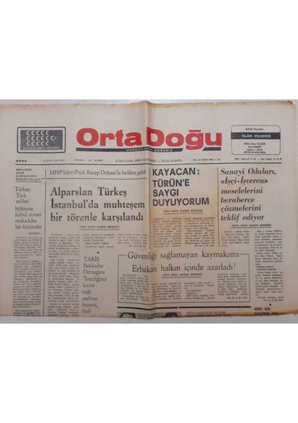 Ortadoğu Gazetesi - 23 Eylül 1975 - 15 Gün Içinde Lastik Darlığı Gideriliyor GZ111530