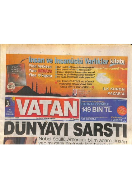 Vatan Gazetesi 22 Kasım 2002 - Arınç Türban Protokole Aykırı Değil - Mcdonaldsa Sigara Muamelesi GZ125458
