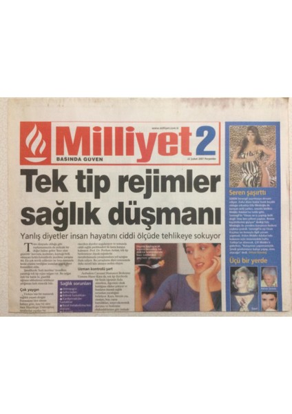 Milliyet Gazetesi Milliyet 2 Eki 22 Şubat 2001 - Sreren Serengil Şaşırttı,üçü Bir Yerde Emel Sayın,adnan Şenses ve Özcan Deniz GZ24598