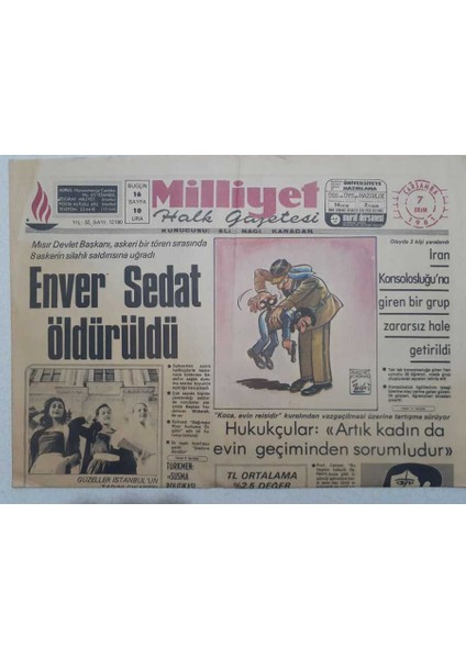 Milliyet Gazetesi - 7 Ekim 1981 - Enver Sedat Öldürüldü GZ112696