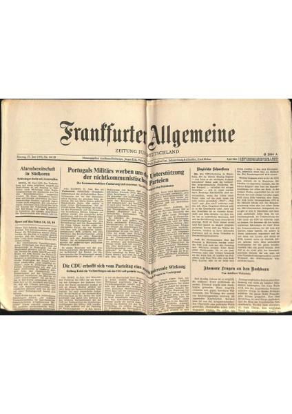 Frantfurter Allgemeine Gazetesi 23 Juni 1975 - Die Cdu Erhofft Sich Vom Parteitag Eine Mobilisierende Wirkung GZ125146