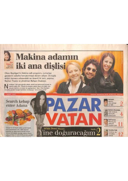 Vatan Gazetesi Pazar Eki 4 Mart 2007 - Geçmiş Bugüne Yadigâr-I Istanbul GZ116342