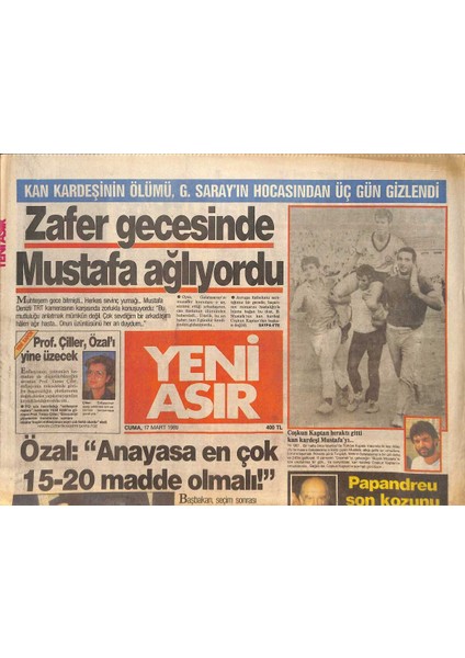 Yeni Asır Gazetesi 17 Mart 1989 - Başkan Biçer Sonunda Güldü - Tekelin Kapısı Yabancıya Kapalı GZ131857