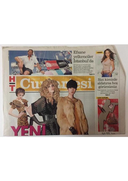 Haber Türk Gazetesi Cumartesi Eki 29 Ağustos 2009 - Efsane Yelkenciler Istanbulda GZ26416