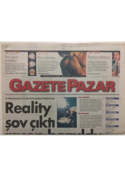 Milliyet Gazetesi Pazar Eki 26 Nisan 1998 - Reality Şov Çıktı Racon Bozuldu GZ27344