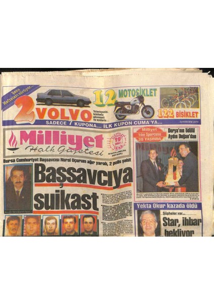 Milliyet Halk Gazetesi 19 Şubat 1992 - Kıbrısta Çifte Umut - Bursa Cumhuriyet Başsavcısı Nural Uçuruma Suikast GZ122925