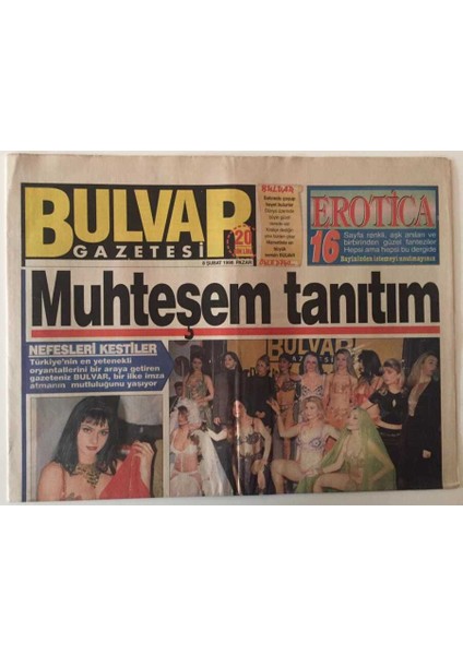 Bulvar Gazetesi 8 Şubat 1998 - En Yetenekli Oryantalller Bir Araya Geldi Yarışma Tanıtımı Final Havasında Geçti GZ26730