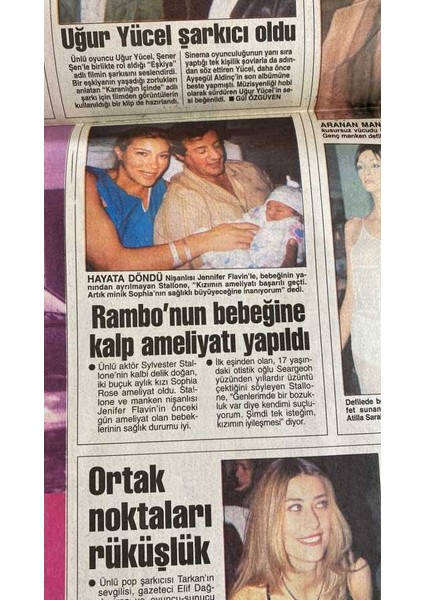 Posta Gazetesi 18 Kasım 1996 - Rambonun Bebeğine Kalp Ameliyatı Yapıldı GZ115780 fiyatları