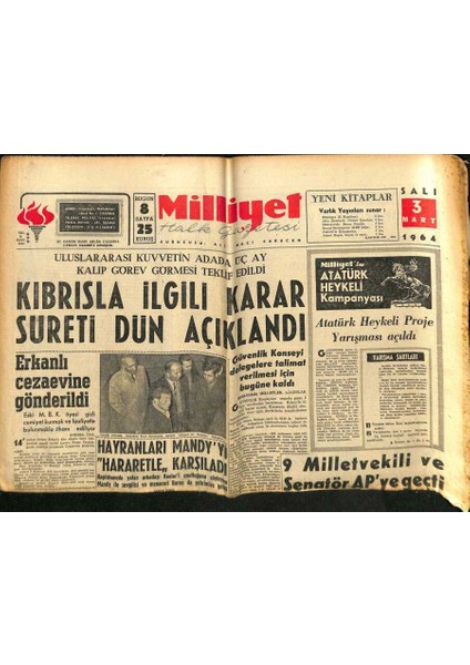 Milliyet Halk Gazetesi 3 Mart 1964 - Hayranları Mandyyi Hararetle Karşıladı GZ117644