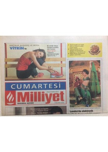 Milliyet Gazetesi Cumartesi Eki 27 Nisan 2002 - Özcan Deniz Değişmeyen Anguttur GZ24570