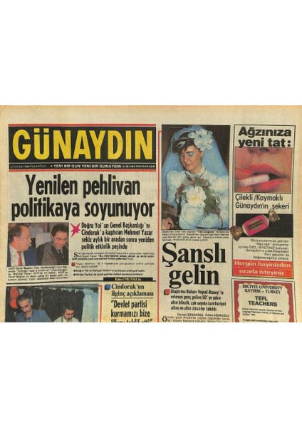 Günaydın Gazetesi 27 Ocak 1986 - Semra Hanım Dargelen Kürkünü Tamir Ettiriyor - Fenerbahçe Öldü Öldü Dirildi GZ127827