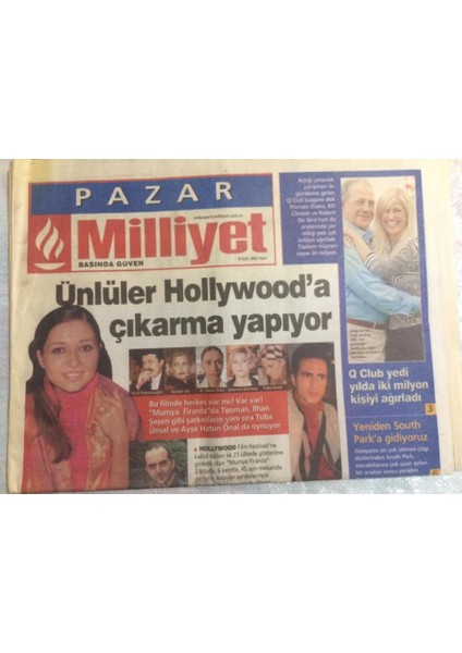 Milliyet Gazetesi Pazar Eki 8 Eylül 2002 Nurgül Yeşilçay ve Teoman Film Yapıyor,erkan Mumcu Anaptan Akpye Geçti GZ21599