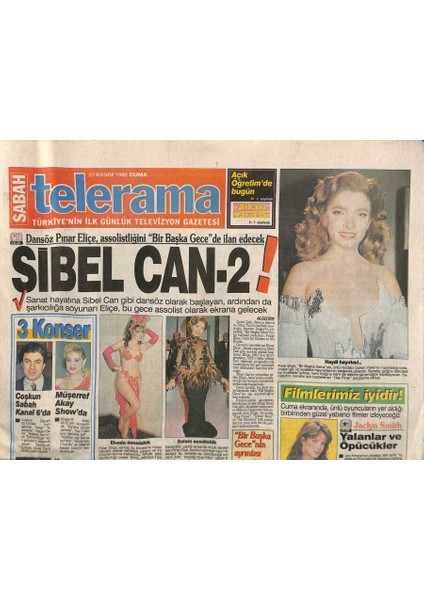 Sabah Gazetesi Telerama Eki 27 Kasım 1992 - Dansöz Pınar Eliçe , Assolistliğini Bir Başka Gece De Ilan Edecek GZ116192