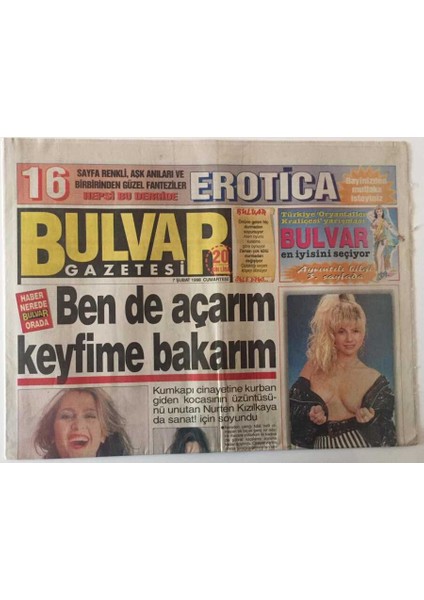 Bulvar Gazetesi 7 Şubat 1998 - Demet Şener Zor Günler Yaşıyor GZ26728