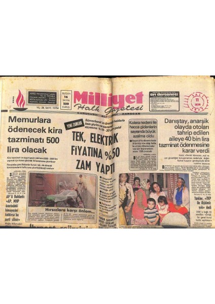 Milliyet Halk Gazetesi 11 Ekim 1977-ANADOLU Yakasında Oturanların Suları Kaynatarak Içmesi Istendi-Kolera Nedeniyle Hacca Gidenlerin Sayısında Azalma GZ118447