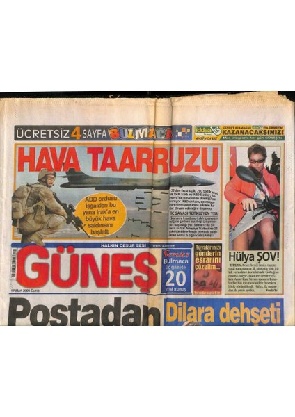 Güneş Gazetesi 17 Mart 2006 - Ptt , Ogs Satıyor - Ne Oldu Sana Böyle Avşar Kızı GZ118115