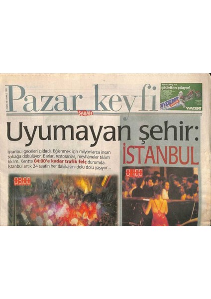Sabah Gazetesi Pazar Keyfi 13 Temmuz 1997 - Ara Güler Usta - Uyumayan Şehir Istanbul GZ116172