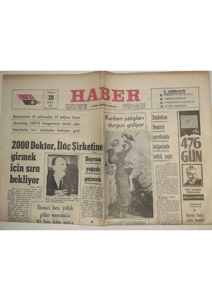 Haber Gazetesi - 20 Mart 1967 - 2000 Doktor Şirketine Girmek Için Sıra Bekliyor GZ112477
