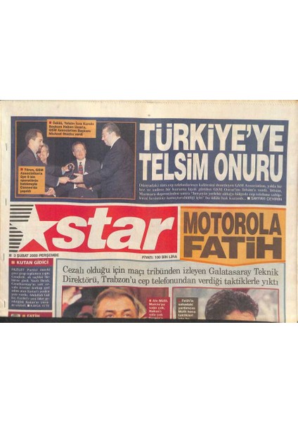 Star Gazetesi 3 Şubat 2000 - Fatih Terim , Trabzonu Cep Telefonundan Verdiği Taktiklerle Yıktı - 54LÜK Ajda Pekkan GZ127543