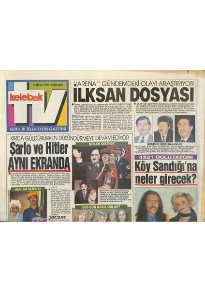 Hürriyet Gazetesi Tv Kelebek Eki 15 Nisan 1993 - Korhan Abayın Bu Haftaki Konuğu Ferhan Şensoy GZ127635