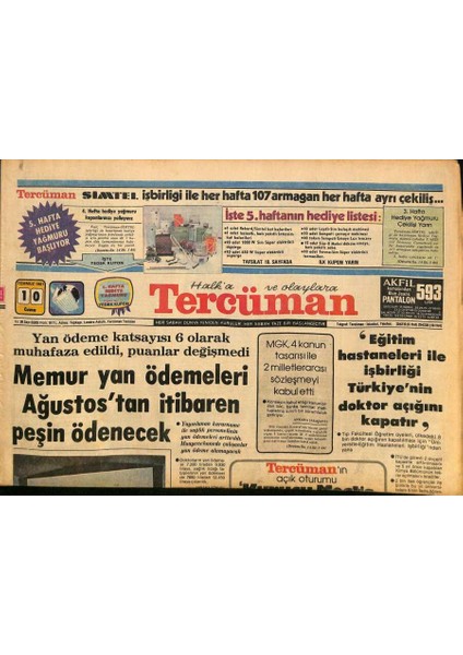 Tercüman Gazetesi 10 Temmuz 1981 - Beşiktaşta Ceza Sistemi Kaldırıldı - Fransada Devletleştirme Dönemi Başlıyor GZ125966