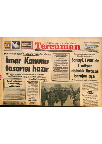 Tercüman Gazetesi 11 Şubat 1981 - Cemile Kutgün Ekranın Kaymağını Sahnede Yiyor - Imar Kanunu Tasarısı Hazır GZ127469