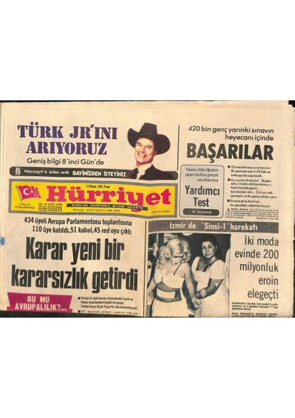 Hürriyet Gazetesi 12 Nisan 1981 - Almanlar Müslüman Diye Türkleri Okula Almıyorlar GZ93054