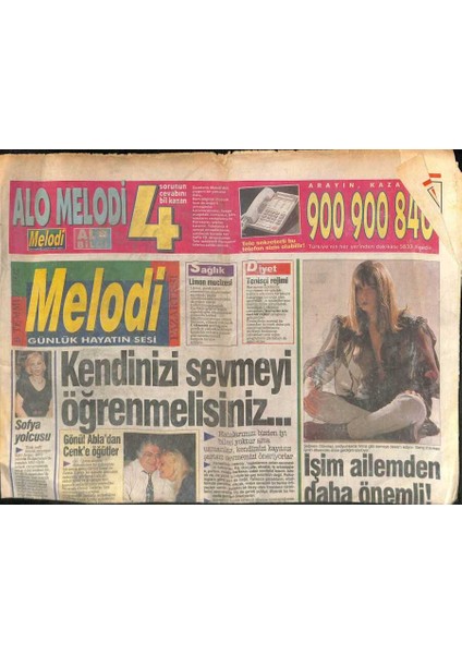 Sabah Gazetesi Melodi Eki 6 Temmuz 1992 - Gönül Yazardan Cenke Öğütler - Ceylan Isyan Ediyor GZ113559