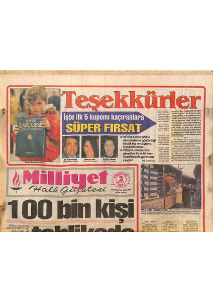 Milliyet Halk Gazetesi 2 Ocak 1993 - Sabancılar , Anap Yolunda - Mehmet Akif Pirim Dünyalar Benim GZ127324