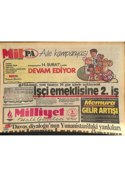 Milliyet Halk Gazetesi 4 Şubat 1986 - Davos Diyaloğunun Yunanistandaki Yankıları GZ126266