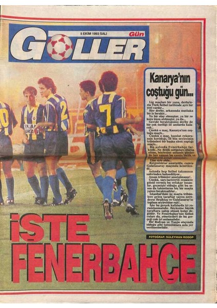 Gün Gazetesi Goller Eki 5 Ekim 1993 - Bir Amerikan Rüyası Jordan,avrupada Ateşe Düştük GZ95093