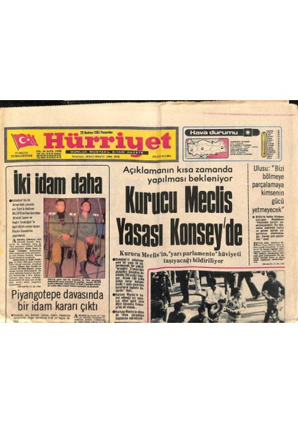 Hürriyet Gazetesi 25 Haziran 1981 - Farah Pehlevi , Iran Halkını Isyana Çağırdı - Kurucu Meclis Yasası Konseyde GZ93056