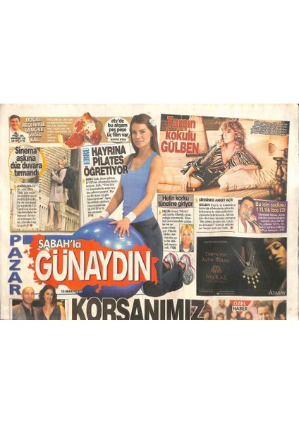 Sabah Gazetesi Pazar Günaydın Eki 15 Mart 2009 - Ebru Şallı , Hayrına Pilates Öğretiyor GZ116324