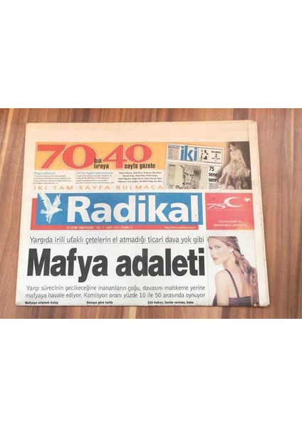 Radikal Gazetesi 25 Ekim 1998 - Mafya Adaleti Ecevit Maalesef 18 Nisan GZ1768 fiyatları